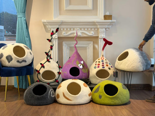 Colorful Dot Tail Cat Cave